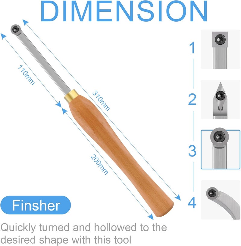 CDBP Wood Turning Tool Mini Size Finisher Chisel With Ci3 12mm Round Inserts for Wood Hobbyist or DIY or Carpenter. - Image 3